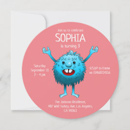 Fluffy Niedlich Monster Einladung zum Geburtstag