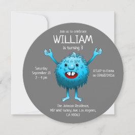 Fluffy Niedlich Monster Einladung zum Geburtstag