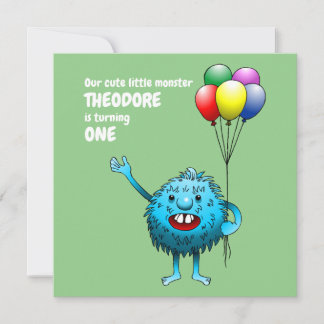 Fluffy Niedlich Monster Einladung zum Geburtstag