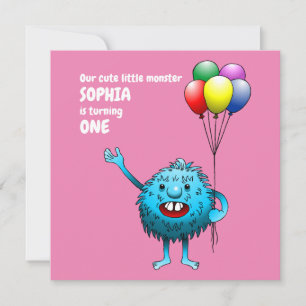 Fluffy Niedlich Monster Einladung zum Geburtstag