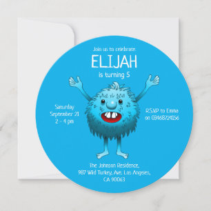 Fluffy Niedlich Monster Einladung zum Geburtstag