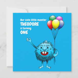 Fluffy Niedlich Monster Einladung zum Geburtstag