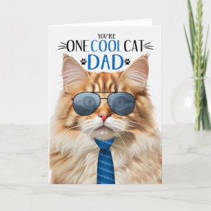 Fluffy Orange Tabby Cat Father's Day One Cool Cat Feiertagskarte