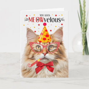 Fluffy Orange Tabby Cat MEOWvelous Birthday Karte
