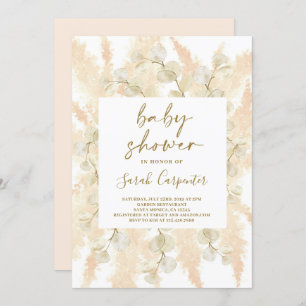 Fluffy Pampas lunaria Babydusche Einladung