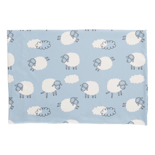 Fluffy Pastel Blue Lamb Pattern Kissenbezug (Vorderseite)
