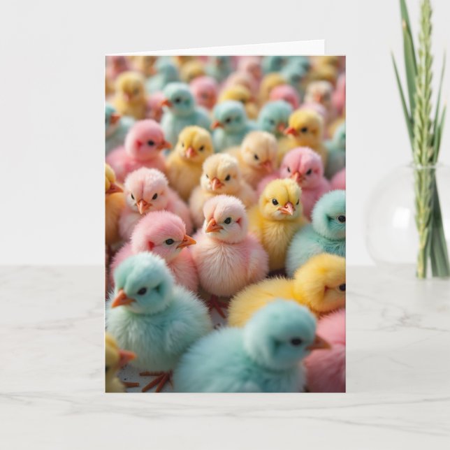 Fluffy Pastel Chicks Photo Card Karte (Vorderseite)