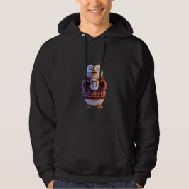Fluffy Penguin with Hot Cocoa & Snowflake Sweater Hoodie