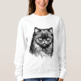 Fluffy Persian Cat Sketch Women's Sweater Sweatshirt