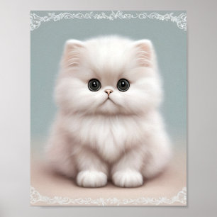 Fluffy Persian Kinderzimmer Cat Art Poster