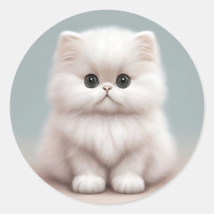 Fluffy Persian Kinderzimmer Cat Art Runder Aufkleber