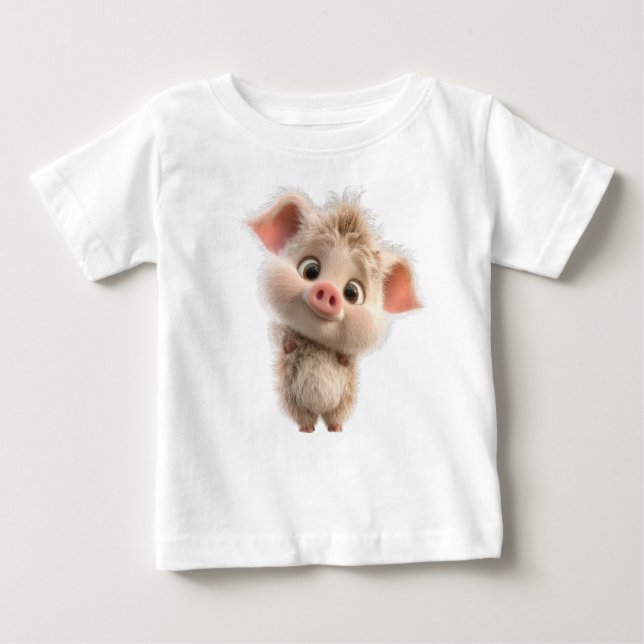 Fluffy Piglet mit Big Eyes Baby T-shirt (Vorderseite)