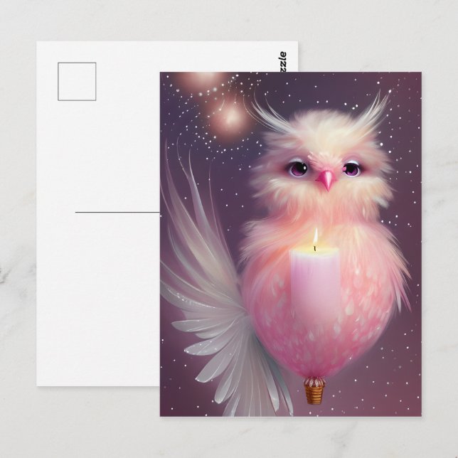 Fluffy Pink Baby Bird Postkarte (Vorne/Hinten)