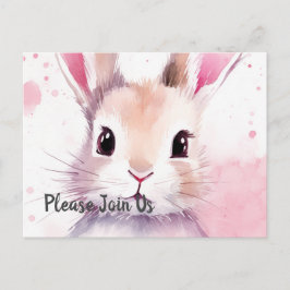 Fluffy pink bunny Special Day Einladungspostkarte