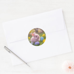 Fluffy Pink Bunny Sticker - Niedlich, PastellOster