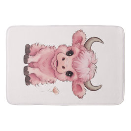 Fluffy Pink Highlands Scottish Cow Badematte