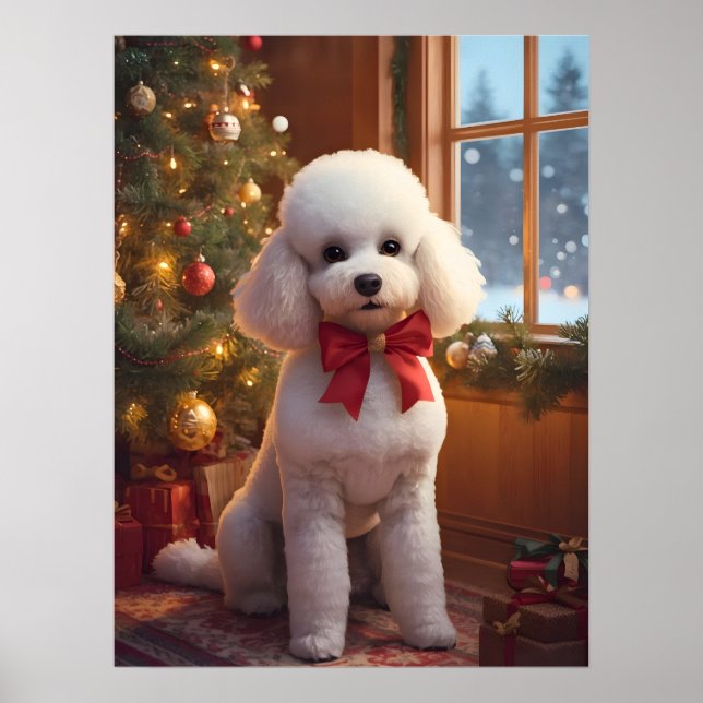 Fluffy Poodle Christmas Poster (Vorne)