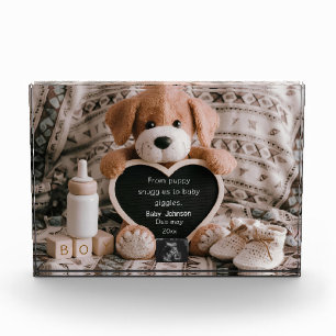 Fluffy Puppy Baby und Schwangerschaftsankündigung Fotoblock
