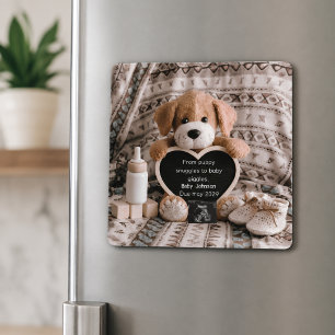 Fluffy Puppy Baby und Schwangerschaftsankündigung Magnet