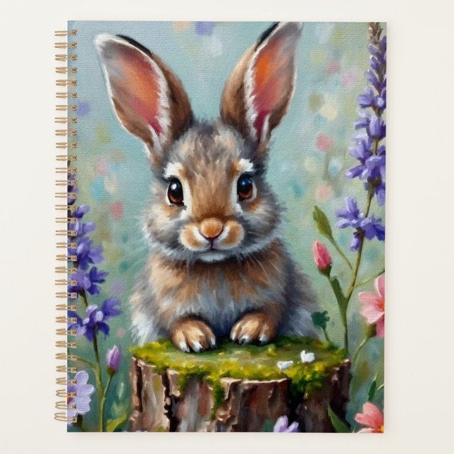 Fluffy Rabbit in einem Feld von Blume Planer (Vorderseite)