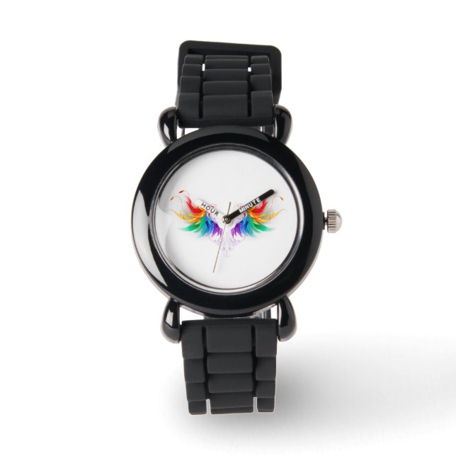 Fluffy Rainbow Wings Armbanduhr (Vorderseite)