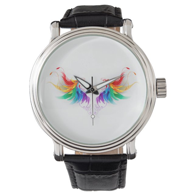 Fluffy Rainbow Wings Armbanduhr (Vorderseite)