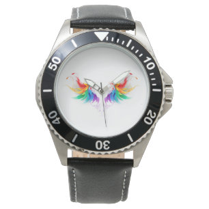 Fluffy Rainbow Wings Armbanduhr