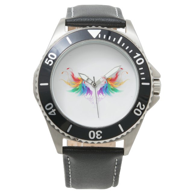 Fluffy Rainbow Wings Armbanduhr (Vorderseite)