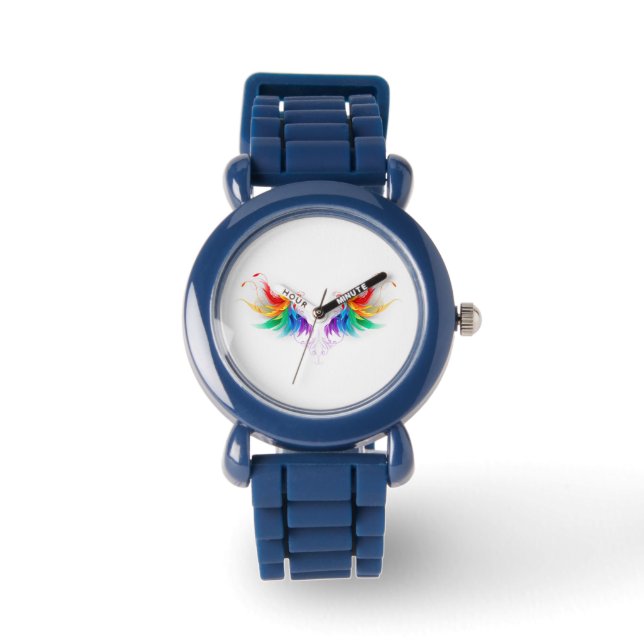 Fluffy Rainbow Wings Armbanduhr (Vorderseite)