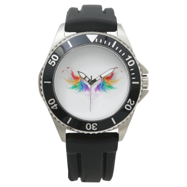 Fluffy Rainbow Wings Armbanduhr (Vorderseite)