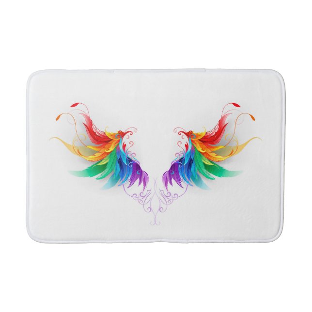 Fluffy Rainbow Wings Badematte (Vorderseite)