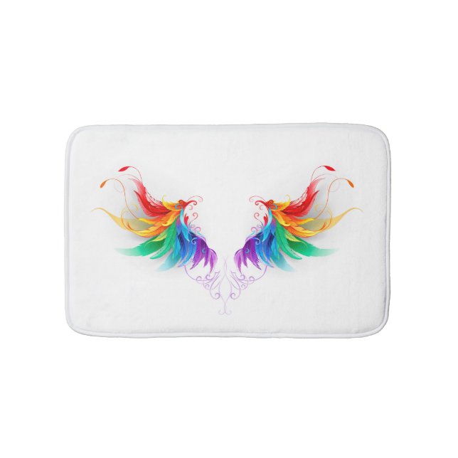 Fluffy Rainbow Wings Badematte (Vorderseite)