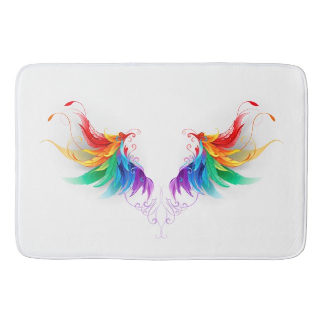 Fluffy Rainbow Wings Badematte (Vorderseite)