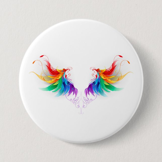 Fluffy Rainbow Wings Button (Vorderseite)