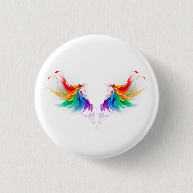 Fluffy Rainbow Wings Button (Vorderseite)