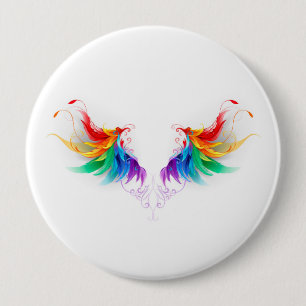 Fluffy Rainbow Wings Button
