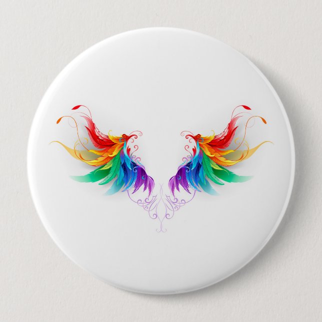 Fluffy Rainbow Wings Button (Vorderseite)