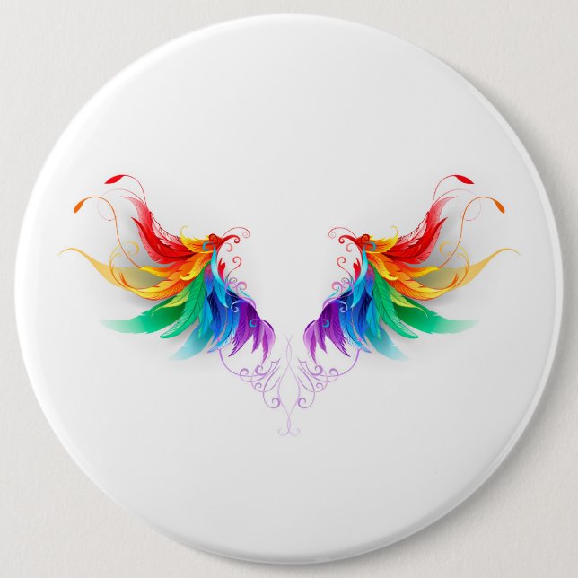 Fluffy Rainbow Wings Button (Vorderseite)