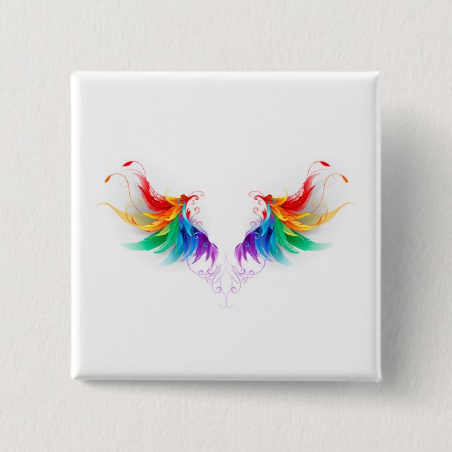 Fluffy Rainbow Wings Button (Vorderseite)