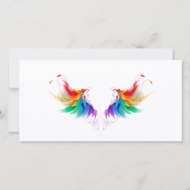 Fluffy Rainbow Wings Dankeskarte (Vorderseite)