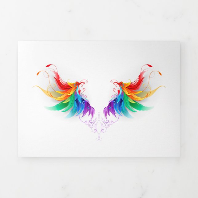 Fluffy Rainbow Wings Dreifach Gefaltete Karte (Cover)