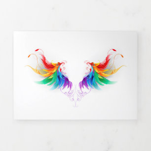Fluffy Rainbow Wings Dreifach-gefaltete Programmkarte
