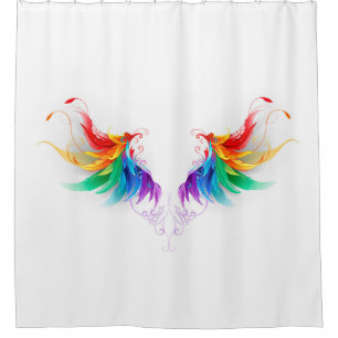 Fluffy Rainbow Wings Duschvorhang