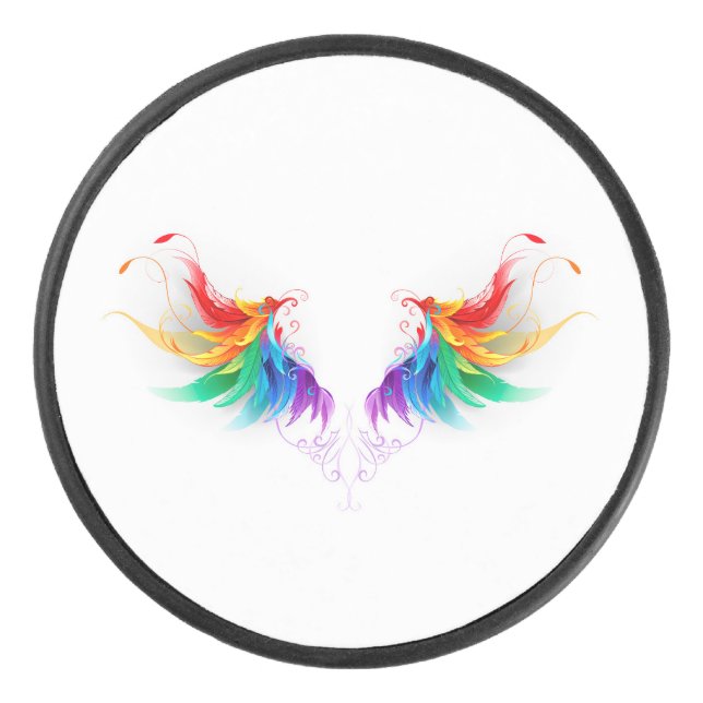 Fluffy Rainbow Wings Eishockey Puck (Vorderseite)