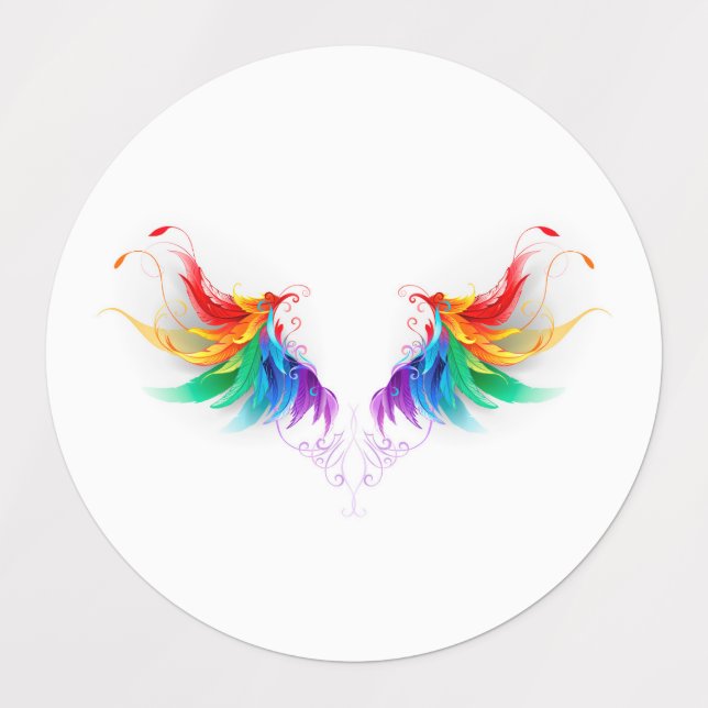 Fluffy Rainbow Wings Etiketten (Design 1)