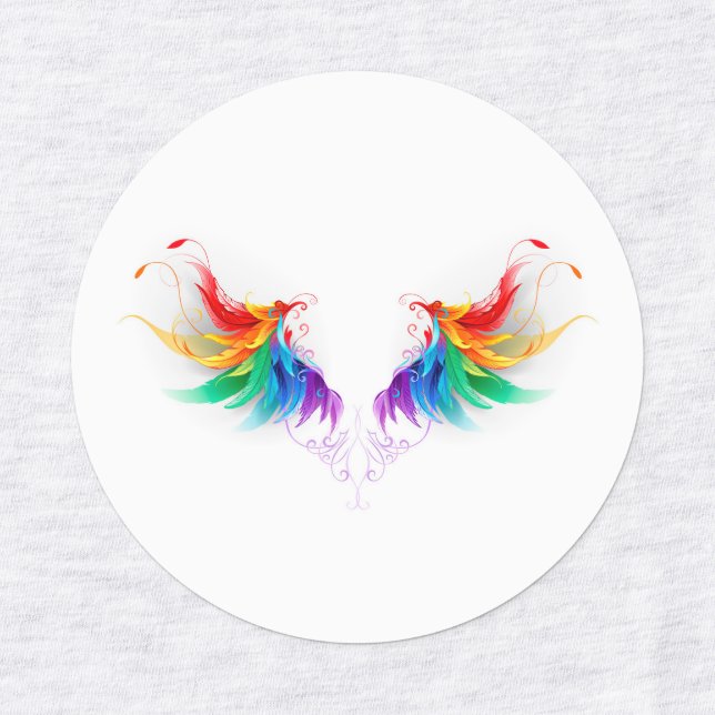 Fluffy Rainbow Wings Etiketten (Design 1)