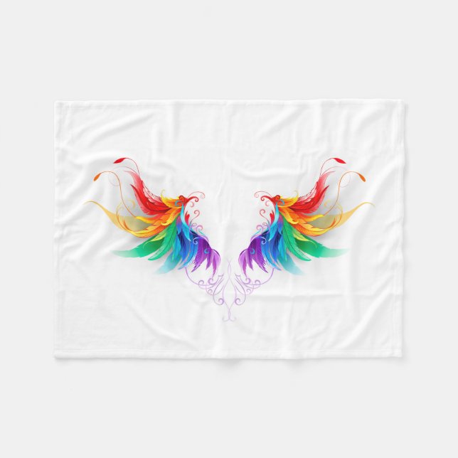 Fluffy Rainbow Wings Fleecedecke (Vorderseite (Horizontal))