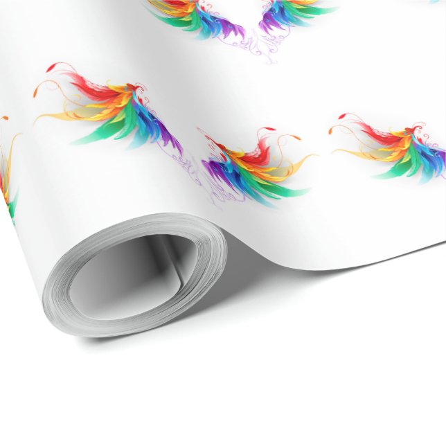 Fluffy Rainbow Wings Geschenkpapier (Rolleneckpunkt)