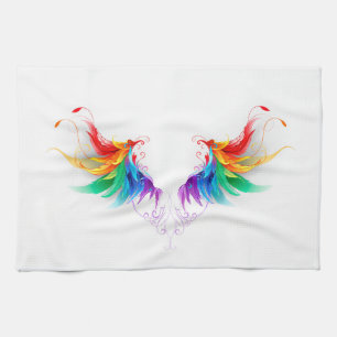 Fluffy Rainbow Wings Geschirrtuch