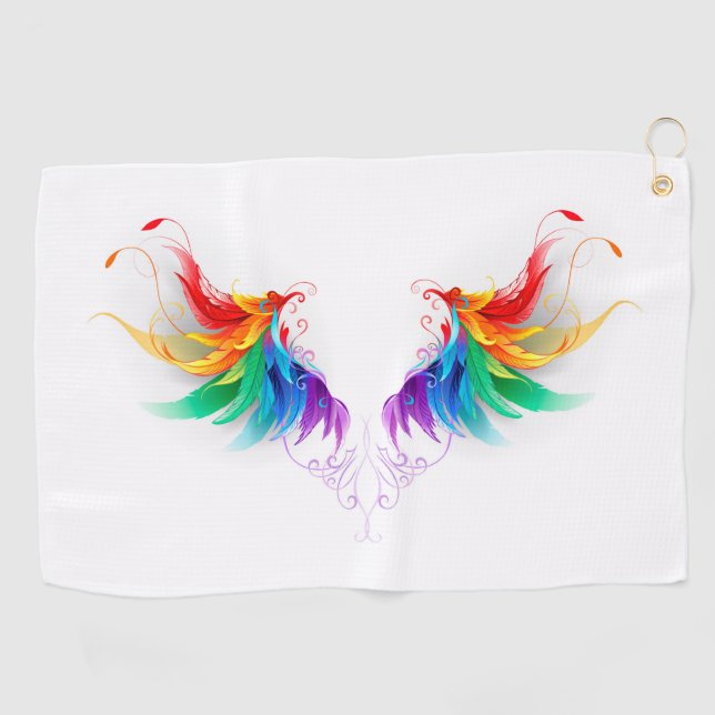 Fluffy Rainbow Wings Golfhandtuch (Horizontal)